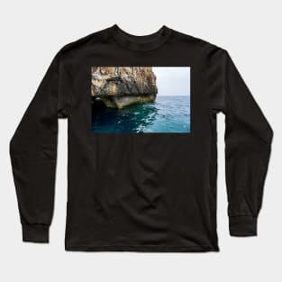 Steep cliff leading to Mediterranean Sea Long Sleeve T-Shirt